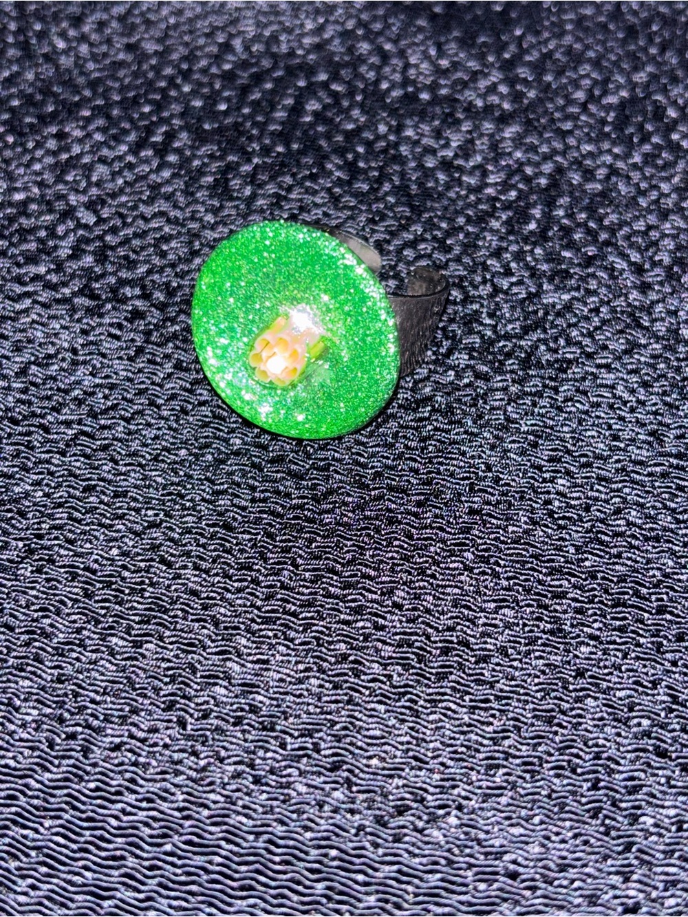 Vintage adjustable millefiori ring with a yellow flower center
